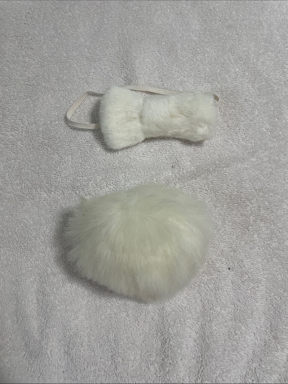 White Faux Fur Pom and Bow Hair Accessories Set